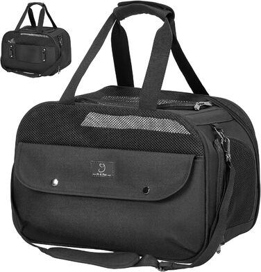 Транспортний бокс для тварин на 4 місця: кіт, собака. Підходить для перевезень літаком/автомобілем. Легкий, з надійними застібками та 4 сітками. Чорний колір.