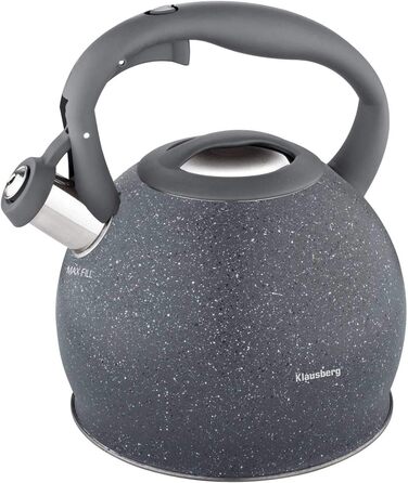 Чайник для води Klausberg з нержавіючої сталі з свистком, 2 літри, сірий (KB-7320)