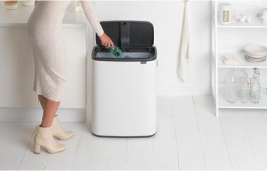 Відро для сміття Brabantia біле, 60 літрів, з одним внутрішнім відром