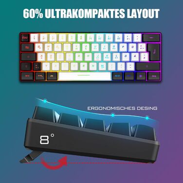 RedThunder Бездротовий комплект клавіатури та миші для геймінгу, QWERTZ DE, для PC, MAC, PS5, Xbox, офісу, білий/чорний