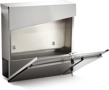 Поштовий ящик Wiltec Designer V23 з нержавіючої сталі 370x102x370 мм, настінний, з замком та відділенням для газет