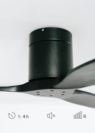 Вентилятор стельовий WINDCALM ABS чорний з пультом, 40W, Ø132cm, DC-двигун, таймер, літньо-зимовий режим, без освітлення