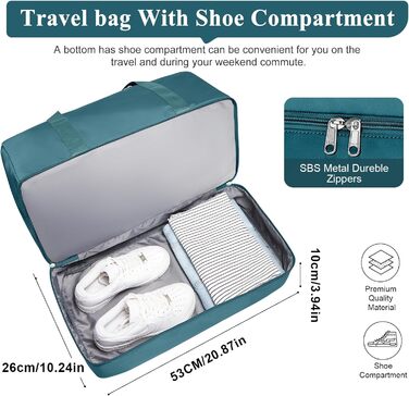 Спортивна сумка для подорожей Easyjet: водонепроникна дорожня сумка-шопер з відділенням для взуття, 45л, A5, бежева