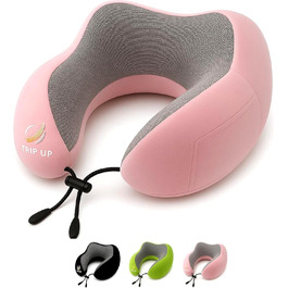Подушка для шиї Trip Up з Memory Foam - для подорожей (літак, авто) - ергономічна, м'яка, дихаюча, регульована, чорна (Bubblegum Pink)