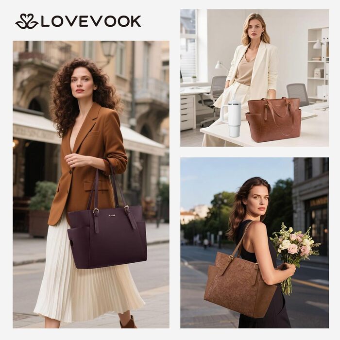 Сумка жіноча LOVEVOOK велика, шкіряна (PU), для ноутбука 17