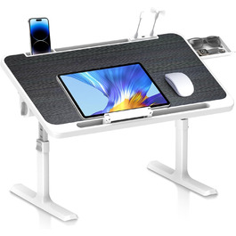 Стіл для ноутбука в ліжко Huracan: регульований, з USB, підсклянником та ящиком (60x40 см, чорний)