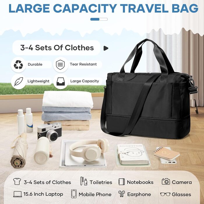 Спортивна сумка для жінок 45x36x20 см Easyjet Handgepäck: водонепроникна дорожня сумка, сумка для плавання, фітнесу, тренувань, з відділенням для взуття, L2-зелена, A04-армійсько-зелена (C01-чорна)