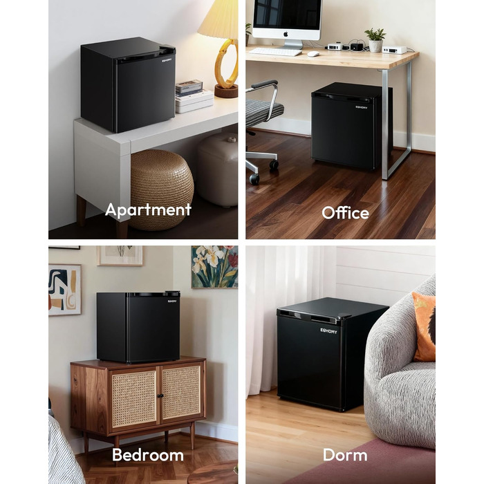 EUHOMY Міні холодильник 46L, компактний холодильник з регулюванням температури, тихий (38dB), енергоефективний для спальні, офісу