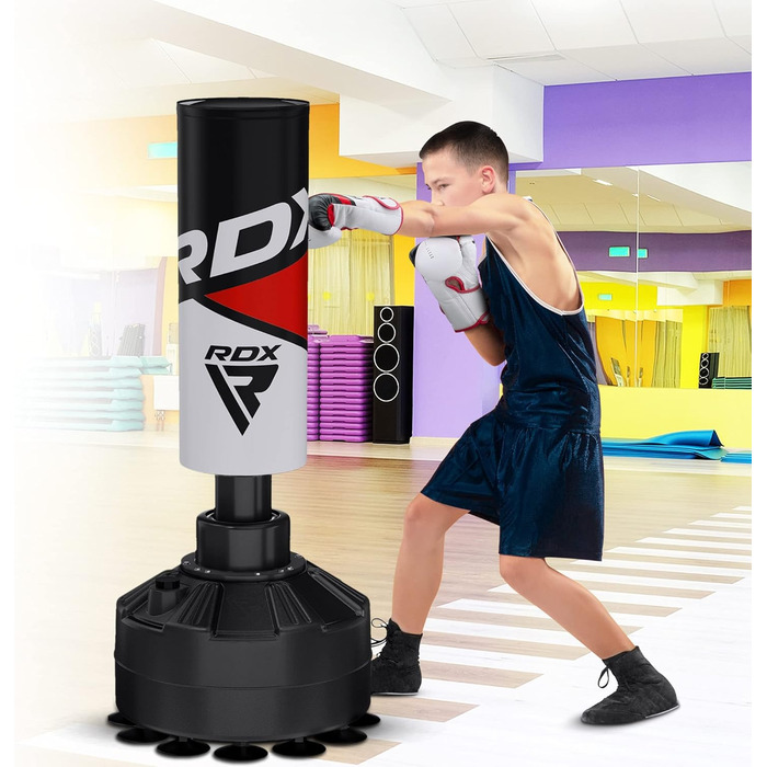 Дитячий боксерський мішок RDX Freistehender Junior Standboxsäcke з рукавичками для тренувань, MMA, кікбоксинг, бокс, бойові мистецтва, муай-тай, 4FT (червоний)