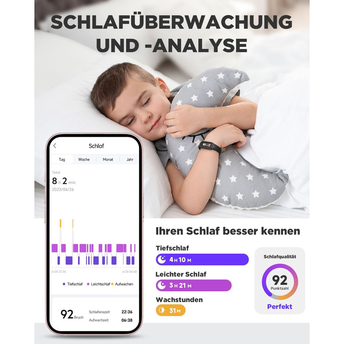 Фітнес-трекер BIGGERFIVE Vigor 2 L для дітей: пульсометр, шагомір, монітор сну, IP68, чорний