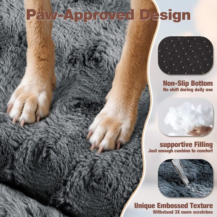 М'яка собача ковдра Mora Pets: зручна та миюча підстилка для собак великих, середніх та маленьких порід, 74 x 46 см, сірий колір