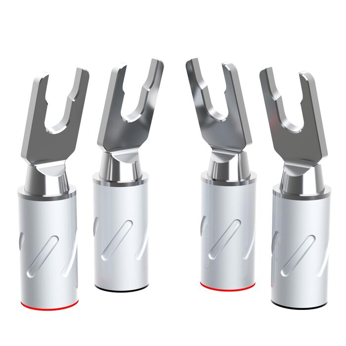 Комплект позолочених роз'ємів-лопаток для акустичних кабелів Monosaudio SY1508G (8 шт), чиста мідь, під кабель 8-20AWG до 4мм, S900R (Родієве покриття)