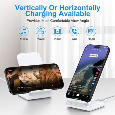 Бездротовий зарядний стан Google Pixel, 15W, для Pixel 10/9/8/7/6/5 та Samsung Galaxy S25+/S24 FE/S23/S22/S21, білий