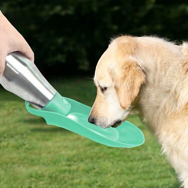 Водяна пляшка для собак ZoneYan 750 мл з нержавіючої сталі, портативна, витокозахисна, для подорожей, парків, кемпінгу, піших прогулянок (світло-зелена)