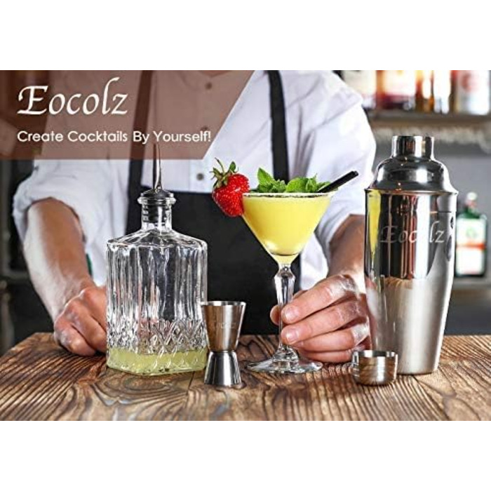750ml Stainless Steel Cocktail Shaker Set with Bamboo Stand & Recipe Book - 17 Piece Bar Set with Accessories for Bartenders & Gifts