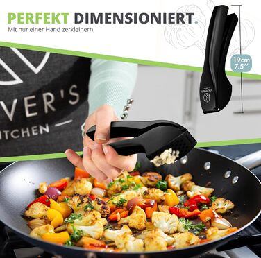 Преміум-прес для часнику Oliver's Kitchen® - Ручний, Легкий у митті, Подрібнює часник та імбир (не потребує очищення) - Міцний, Матовий чорний