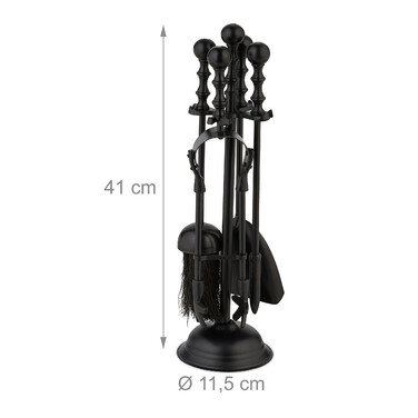 Relaxdays 5-Piece Fireplace Set in Black