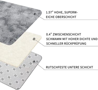 Килим Sour Lemon Hochflor сірий для вітальні, спальні, дитячої, 160x230 см, мобільний, антиковзаючий, плюшевий, сучасний