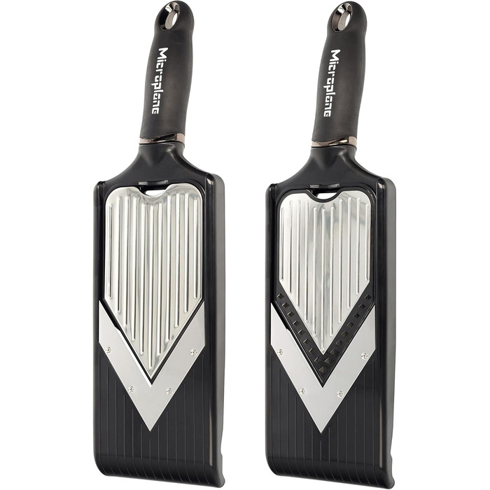 Тірний овочевий терт Microplane з V-подібною та Julienneklingen-лезом, з нержавіючої сталі, з захистом пальців