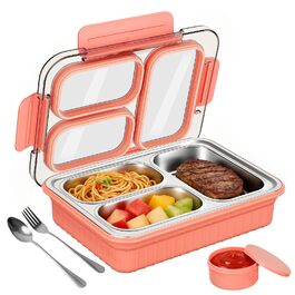 Металева ланчбокс для дітей 900 мл з 3 відділеннями, Bento Lunch Box, без BPA, для школи, дитячого садка, офісу та в дорогу