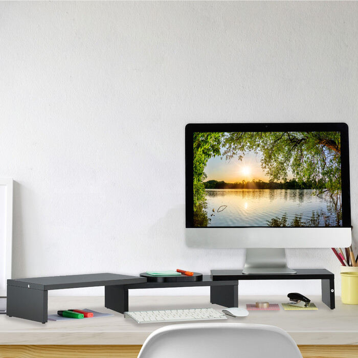 Relaxdays Black Monitor Stand for 2 Monitors