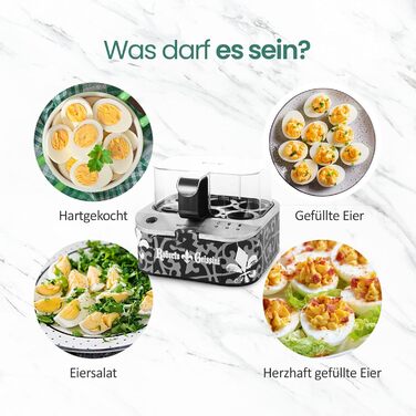 Електричний яйцеварка Roberto Geissini з голосом Carmen Geiss | Limited Edition від EMERIO | 3 ступені нагріву (м'який, середній, твердий)