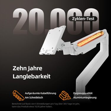 Кронштейн для монітора Claiks для вигнутих та плоских екранів 17-49 дюймів, регульований за висотою та кутом нахилу, VESA 75x75/100x100 мм, навантаження до 20 кг, білий