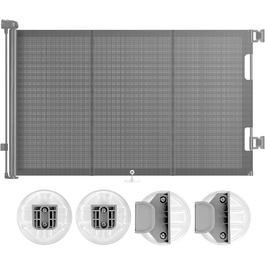 Retractable Baby & Pet Gate with Lock - 150cm Wide, 83cm High - Automatic Locking, Grey