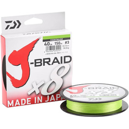 Плетена риболовна волосінь Daiwa J-Braid 8, 0.10 мм, 6 кг, 300 м, жовто-зелена