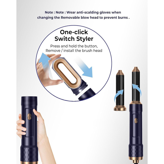 Професійний мультистайлер для волосся 6 в 1: фен, плойка, брашін, термощітка, випрямляч, Airbrush. Подарунчий набір для жінок (Блакитний)