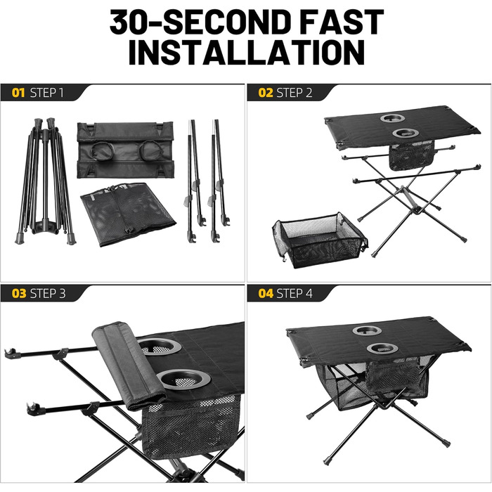 Складаний туристичний столик Zune Lotoo для кемпінгу, пікніків та риболовлі (60x40x40 см)