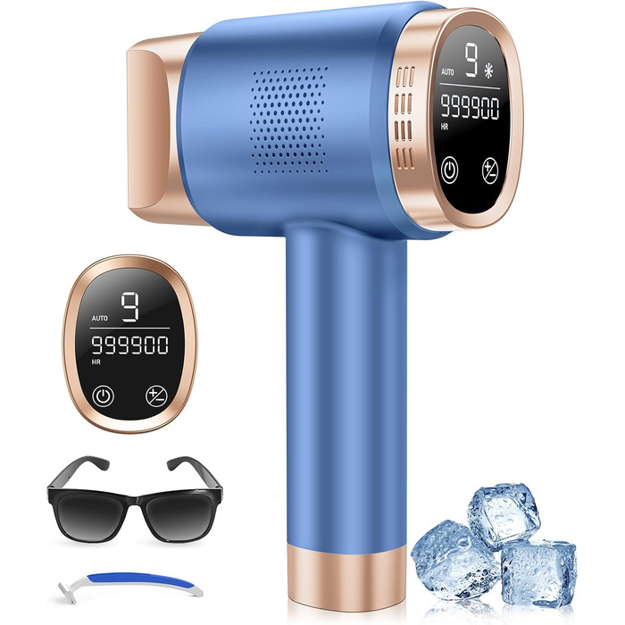 Пристрій для епіляції IPL з охолодженням 8°C, 9 рівнів, 600 нм червоне світло, LCD-екран, для жінок та чоловіків, обличчя, руки, бікіні-зона, тіло