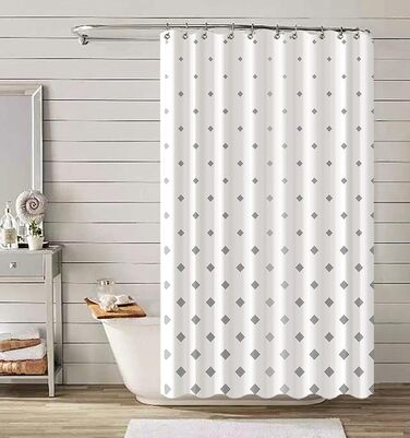 Штора для душу YOUNG DA текстильна біло-сіра з малюнком 