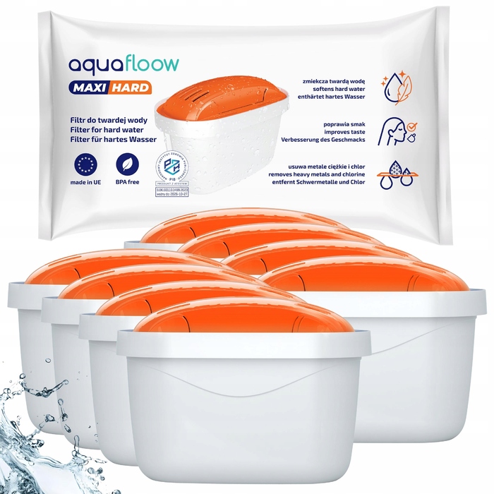 Набір фільтрів для води AquaFloow Maxi Hard для глеків, для жорсткої води, 8 шт.