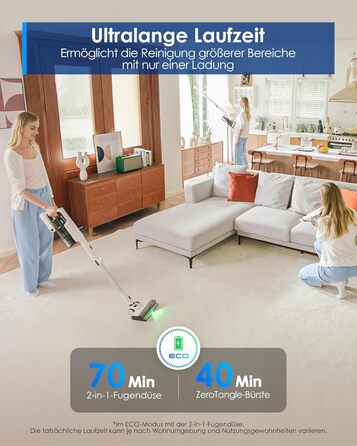 Бездротовий пилосос Tineco PURE ONE A50S Plus: потужний акумуляторний вертикальний пилосос з контейнером 1 л та турбощіткою ZeroTangle для видалення шерсті тварин. Ідеально підходить для твердих підлог.