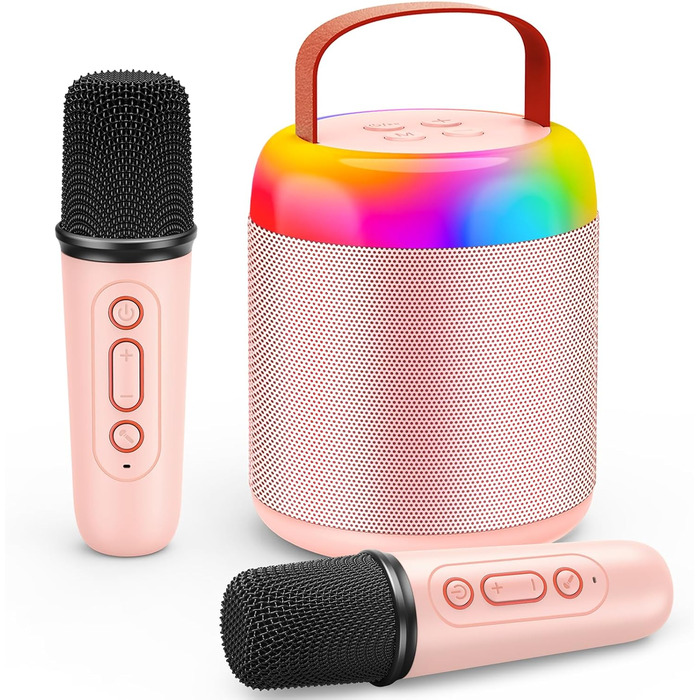 Караоке машина для дітей з 2 мікрофонами, рожева. Іграшка для дівчаток 3-12 років. Чудовий подарунок на день народження!