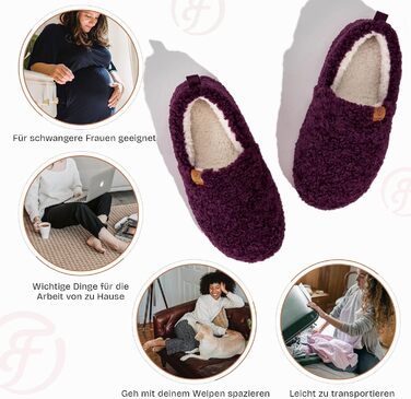 Жіночі теплі халапи EverFoams з м'якої штучної вовни та Memory Foam, закриті тапочки (42/43 EU, темно-фіолетові)