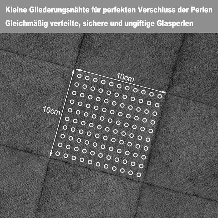 Вага ковдра WOLTU для дорослих, терапевтична ковдра з склокульками, 9 кг, 150x200 см, чорний/сірий, з фланелі Sherpa, проти стресу