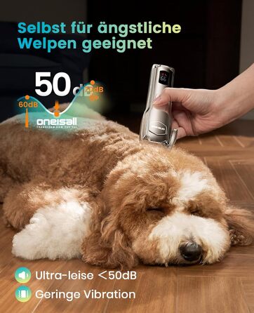 Професійна тиха машинка для стрижки собак Oneisall з довгим хутром та густою шерстю, знімні леза з нержавільної сталі, для собак, котів, коней, час роботи 4 години