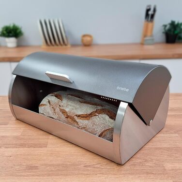 Набір контейнерів для зберігання: Brotkasten (хлібниця) + 3 контейнери для продуктів з нержавіючої сталі, сірий/нержавіюча сталь