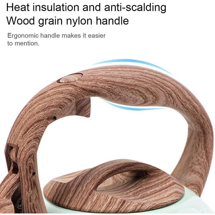 Електричний чайник 2.8л з дерев'яною ручкою, Induktion, Gas, Camping, нержавіюча сталь, зелений, білий, синій, ретро, універсальний