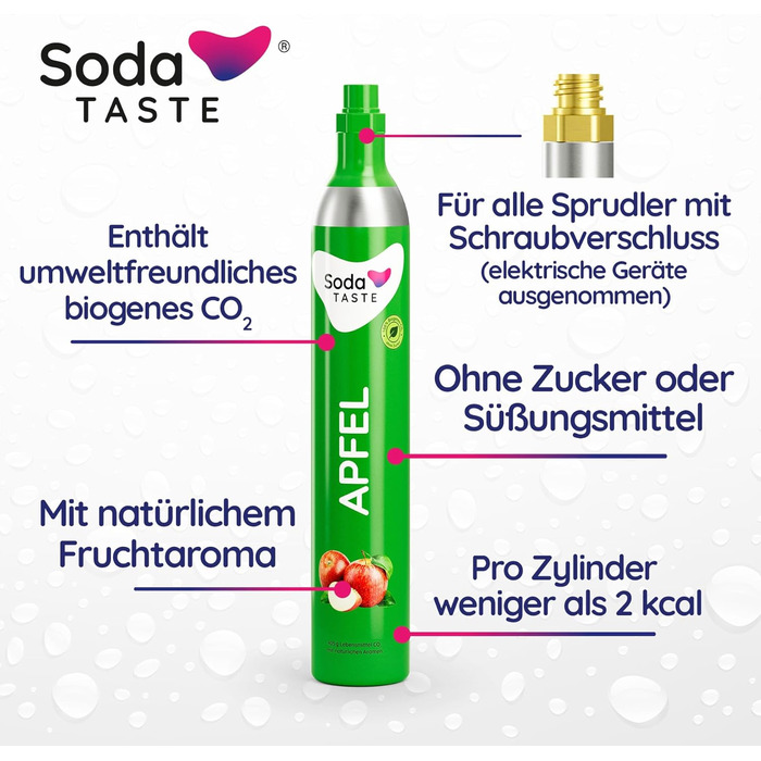 Набір Mysoda Woody: Газований напій з дерева, пластикова пляшка 1л, 2 балончики CO2 (Classic, Apfel)