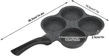 Dekaim Non-Stick Frying Pan, Anti-Stick Aluminum Pan for Breakfast, Pancake Pan, Fried Egg Pan, 4-Hole Pancake Pan Omelet Egg Pan Skillet Breakfast Maker Kitchen Gadget