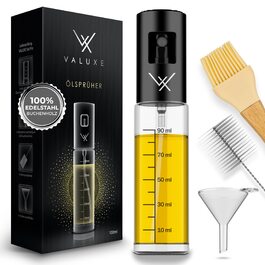 Розпилювач олії VALUXE® ORIGINAL з нержавіючої сталі та скла - преміум олійний спрей для кухні (Чорний матовий)