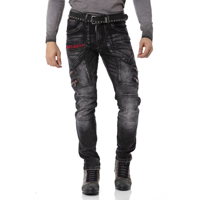 Чоловічі джинси Cipo & Baxx Destroyed | Розмір 40W/32L, Чорні | Модний стиль Biker