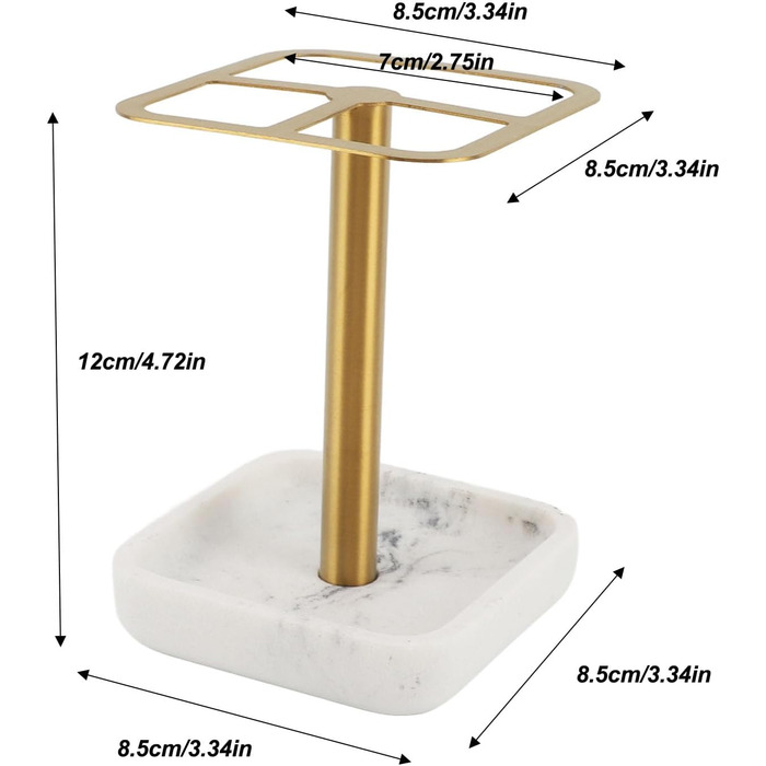 Bathroom Toothbrush Holder, 304 Stainless Steel, 3-Slot Bathroom Toothbrush Holder, Space-Saving Toothpaste Organizer (Gold)