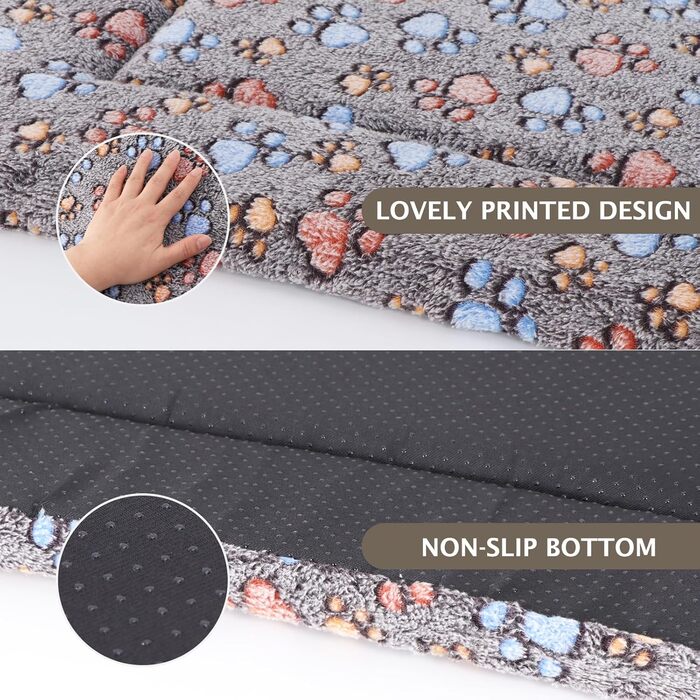 Ортопедичний лежак для собак BVAGSS, миючий килимок, плюшеве ліжко для собак. М'який та теплий лежак для собак маленьких, середніх та великих порід, неслизьке дно. Розмір 60x45 см, колір Кофе Paw. Модель XH083