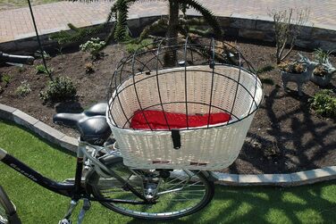 Корзина для собак на багажник Marcus Hundefahrradkorb XXL з плетіння з лози та металевою сіткою, з подушкою