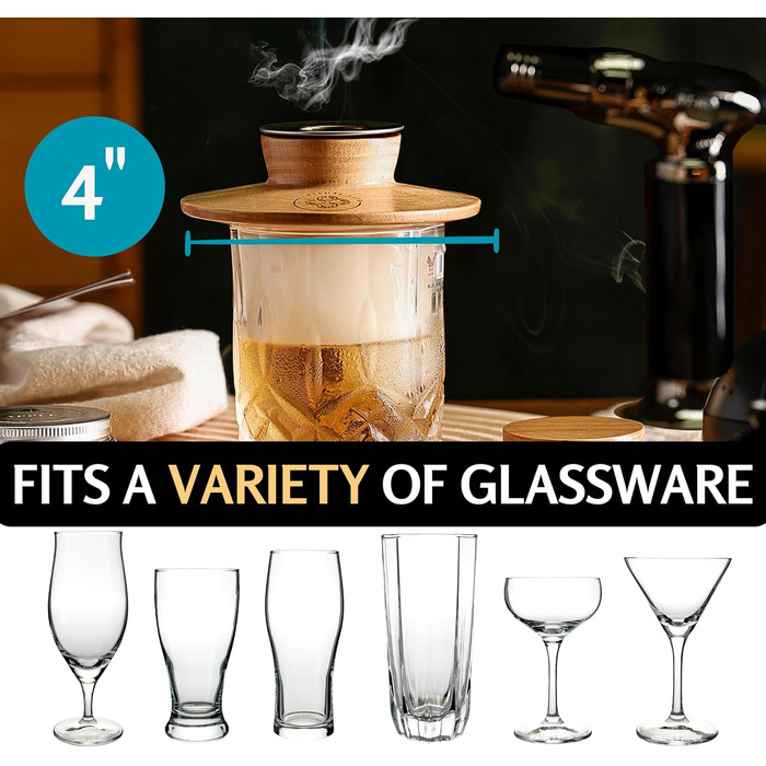 Набір для копчення коктейлів та віскі: Smoker Kit з лампою, формочками для льоду та стружкою деревини