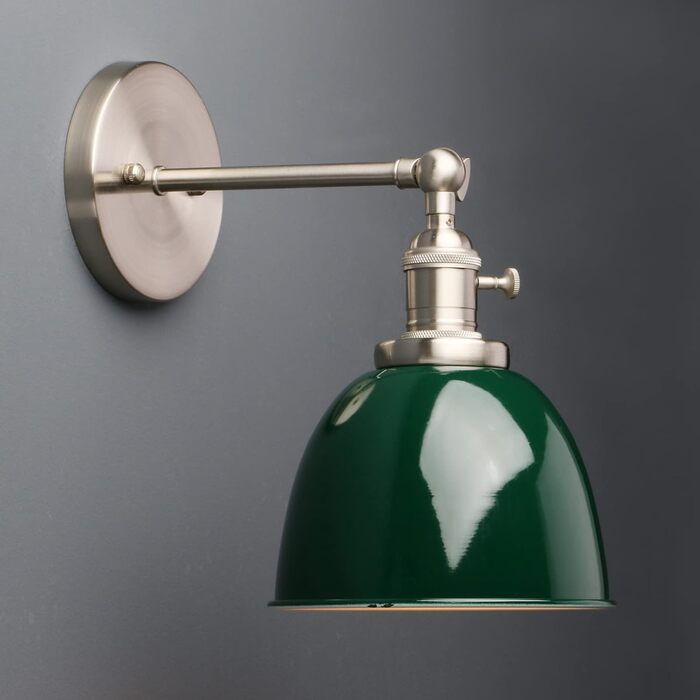 Phansthy 2 Pack Wall Sconce with Metal Shade Wall Lamp Industrial Design, Indoor Vintage Loft Wall Lamp E27 max. 40W for Living Room Bedroom Office Kitchen Hallway (White) (Dark Green)